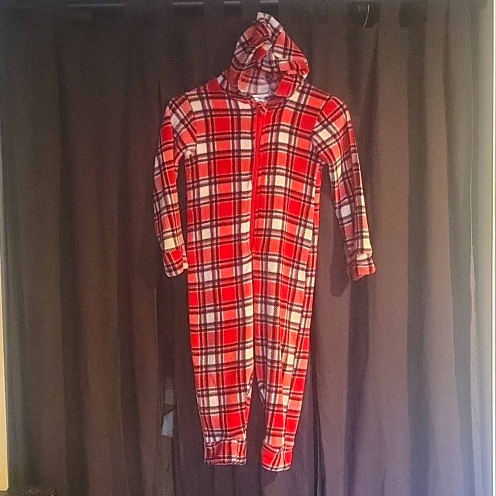 Red plaid Boys onesie Size XS